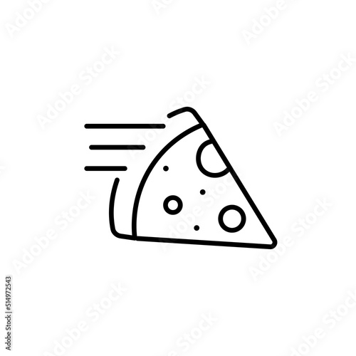 Pizza delivery icon, Piece pizza moving symbol, Food order service, Silhouette design for advertise, Apps and websites, Vector illustration eps 10