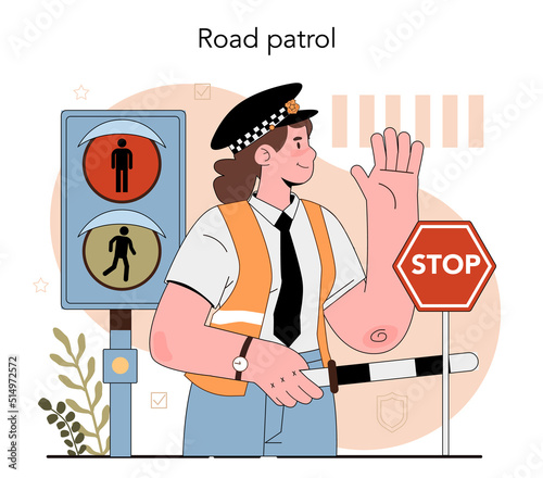 Police officer in uniform. Detective making investigation and apprehension.