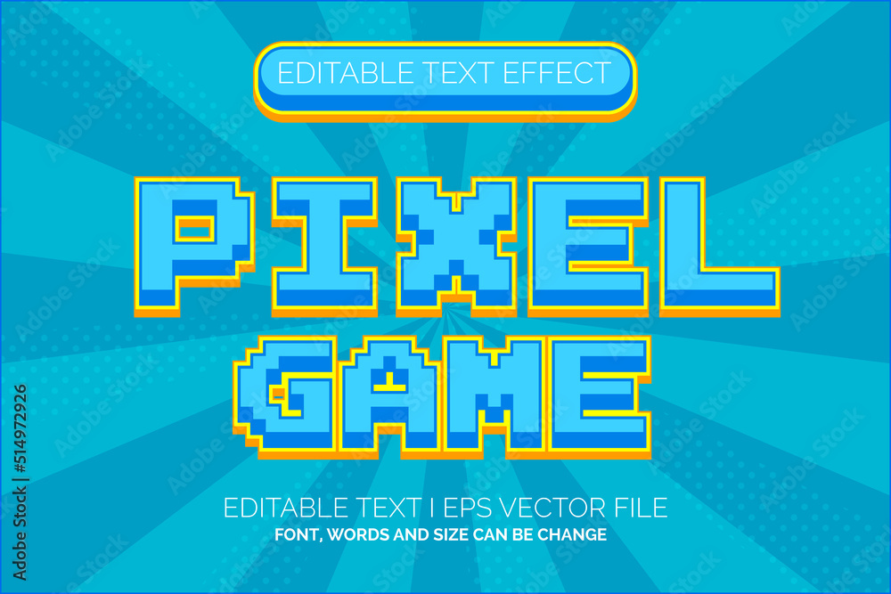 pixel text effect, editable adventure retro game text style 