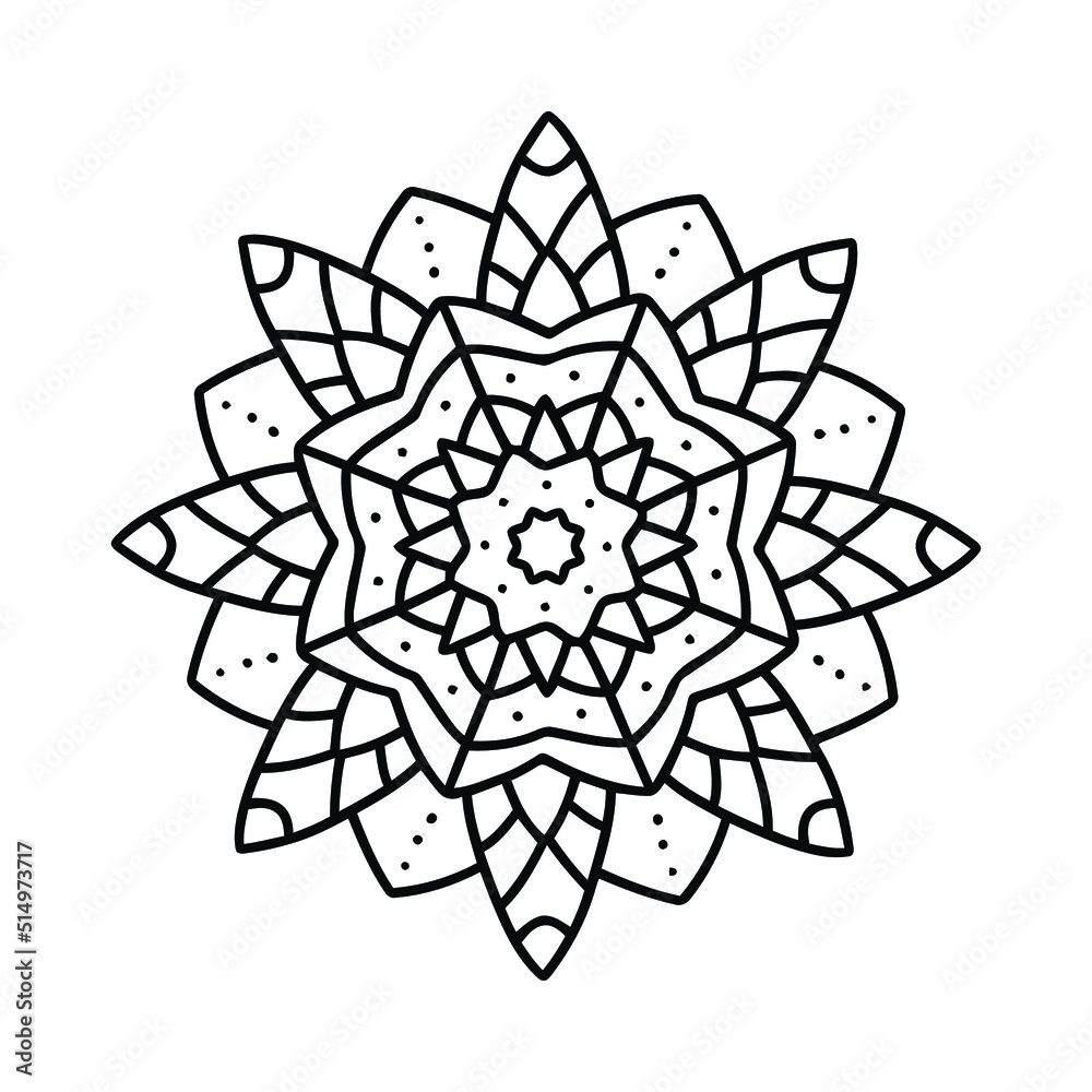 Mandala Ornamental round doodle flower isolated on white background