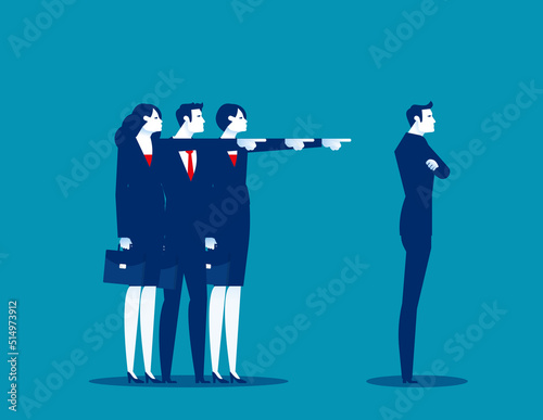 Business person blamed by his companions. Business vector illustration