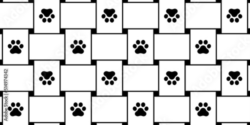 dog paw seamless pattern footprint cat weave tartan plaid checked french bulldog vector cartoon character icon scarf isolated tile background repeat wallpaper gift wrapping paper illustration doodle