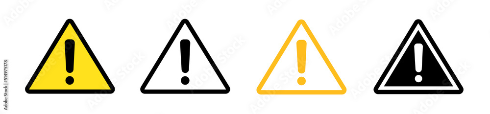 Set of signs of attention. Warning icon. Vector illustration. Set of signs of attention. Warning icon. Vector illustration.