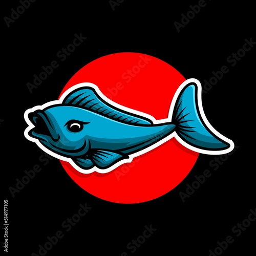 vector ilustrasi ikan besar, fishing icon vector