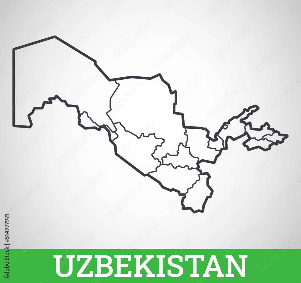 Simple outline map of Uzbekistan. Vector graphic illustration.