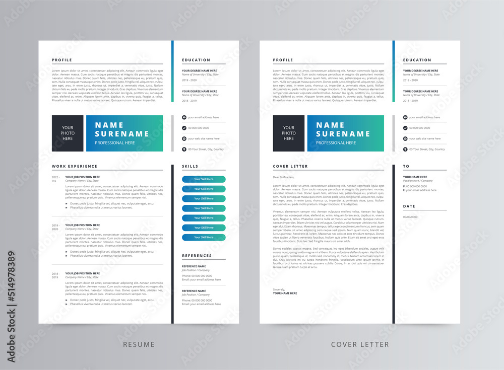 Modern Resume/CV and Cover Letter Template