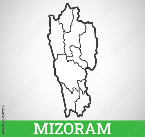 Simple outline map of Mizoram, India. Vector graphic illustration. photo