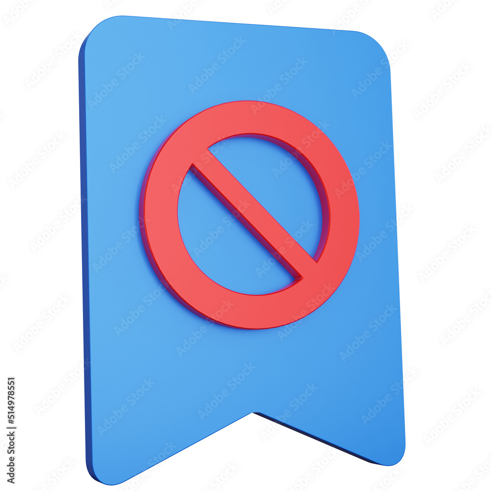 3d rendering bookmark with prohibition sign isolated 3d rendering bookmark with prohibition sign isolated