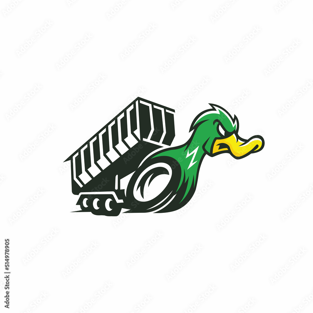 Angry Duck Dumpster Concept Logo Template Angry Duck Dumpster Concept Logo Template