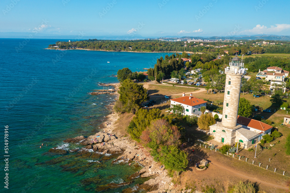 A lighthouse in Savudrija on the coast of Istra, Croatia