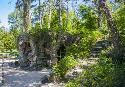 Grotto next to lake in park in biosphere reserve Askania-Nova, Ukraine