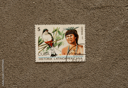 Cuba correos 1987, a stamp printed in Cuba depicts historia latinoamericana photo