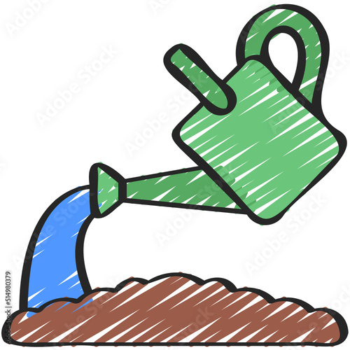 Watering Can Over Plants Icon