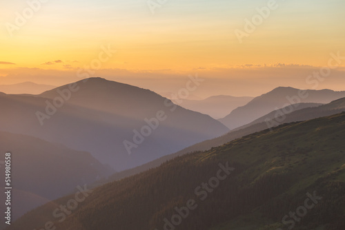 Summer landscape in Parang Mountains, at blue hour