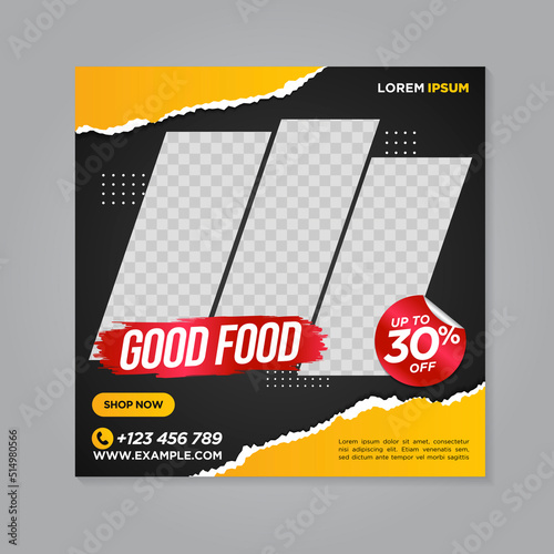 Restaurant food social media banner post design template	
