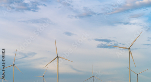 Panoramic image Wind turbine generator with blue sky - Energy Conservation Concept Thailand