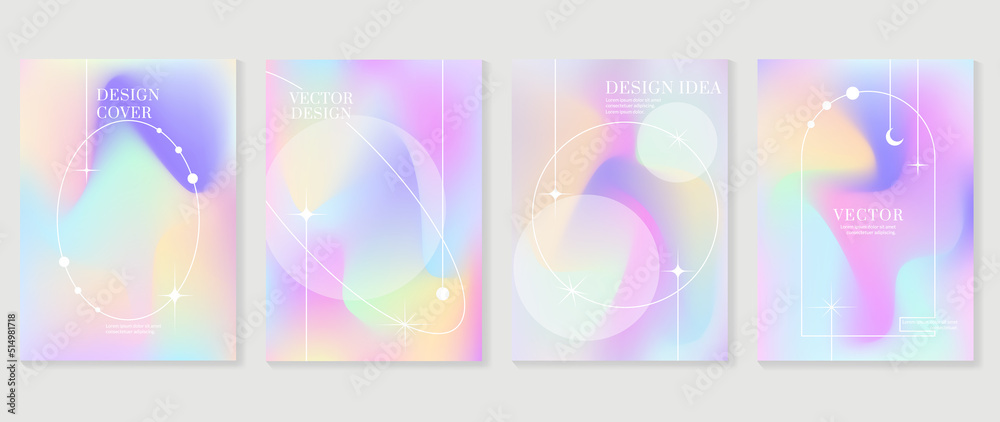 Fluid gradient background vector. Cute and minimalist style posters, Photo frame cover, wall arts with pastel colorful geometric shapes and liquid color. Modern wallpaper design for social media, idol - obrazy, fototapety, plakaty 