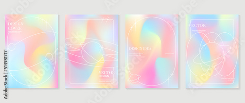 Fluid gradient background vector. Cute and minimalist style posters, Photo frame cover, wall arts with pastel colorful geometric shapes and liquid color. Modern wallpaper design for social media, idol