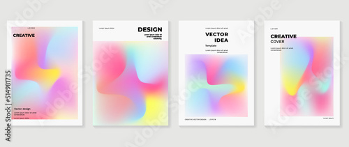 Fluid gradient background vector. Cute and minimalist style posters, Photo frame cover, wall arts with pastel colorful geometric shapes and liquid color. Modern wallpaper design for social media, idol