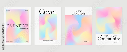 Fluid gradient background vector. Cute and minimalist style posters  Photo frame cover  wall arts with pastel colorful geometric shapes and liquid color. Modern wallpaper design for social media  idol