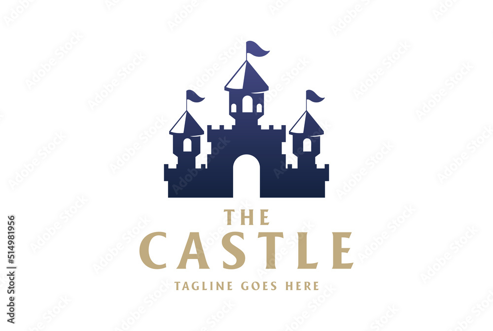 Fun Holiday Castle Silhouette for Circus Recreation Park Logo Design Vector