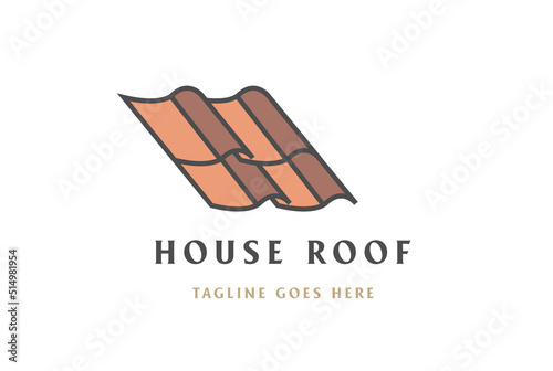 Simple Minimalist Brown Roof Clay Rooftile for House Construction Logo Design Vector