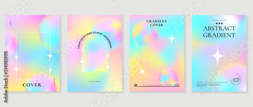 Fluid gradient background vector. Cute and minimalist style posters, Photo frame cover, wall arts with pastel colorful geometric shapes and liquid color. Modern wallpaper design for social media, idol