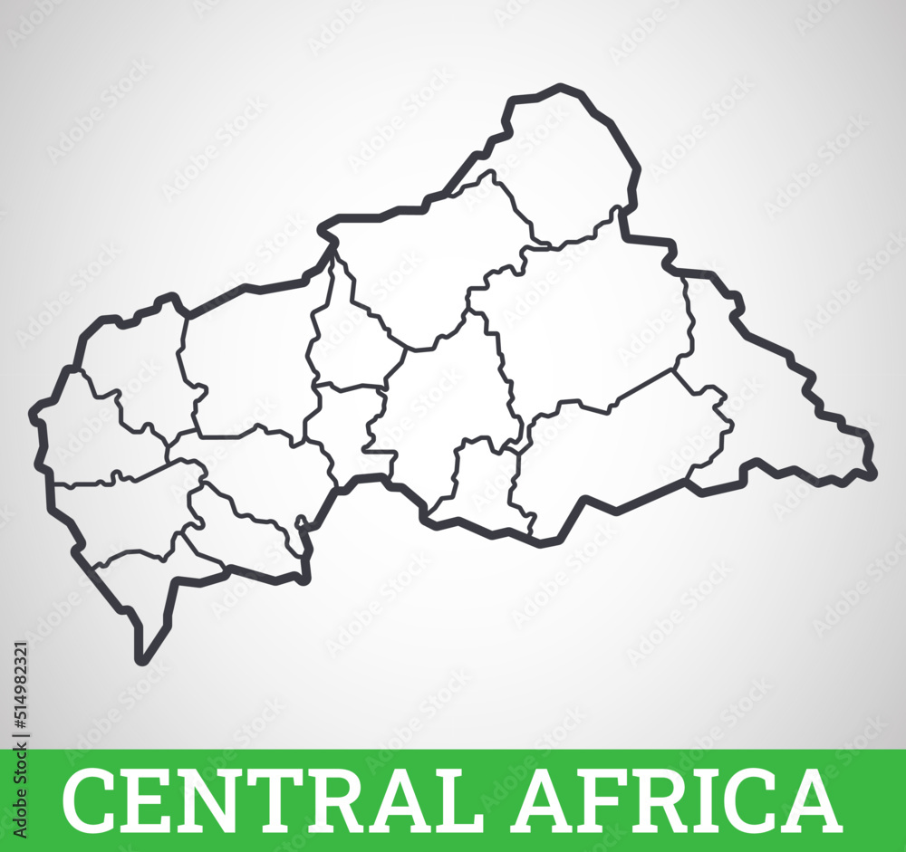 Fototapeta Simple outline map of Central Africa. Vector graphic illustration.