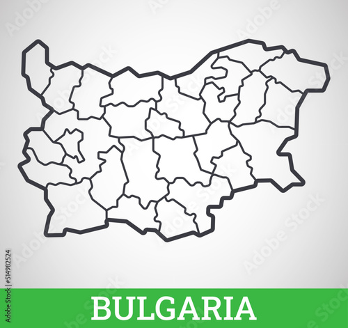Simple outline map of Bulgaria with regions. Vector graphic illustration. photo