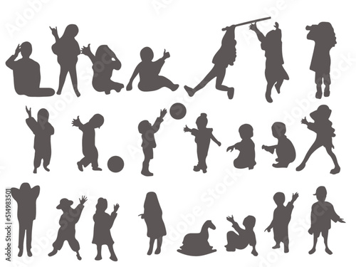 Innocent child's vector silhouette irritated strike