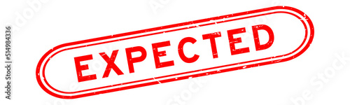 Grunge red expected word rubber seal stamp on white background