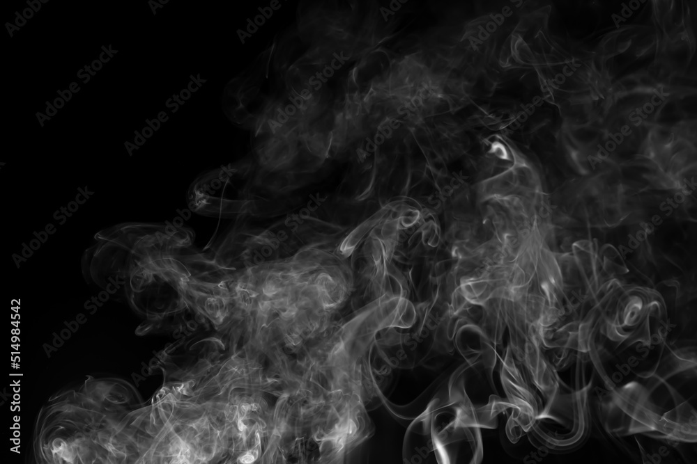 Fototapeta premium Abstract white smoke animated on a black background