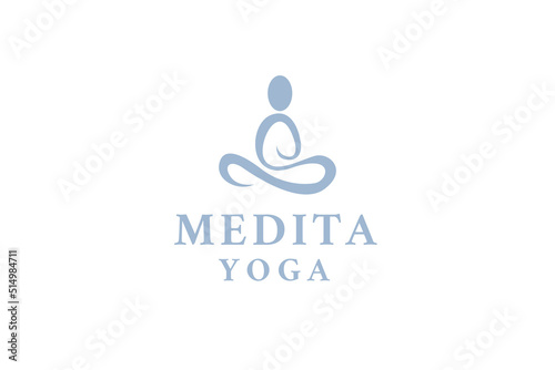 Meditation Yoga Logo design vector illustration. Meditation flat logo icon