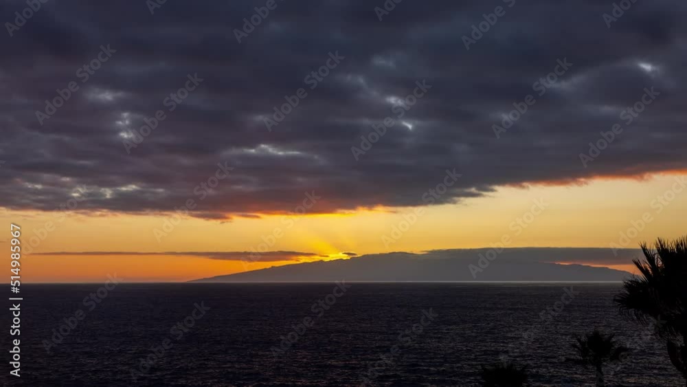 Tenerife sunset with la gomera on horizon Tenerife sunset with la gomera on horizon