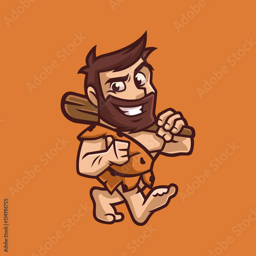 Friendly Smiling Cave Man Cartoon Mascot