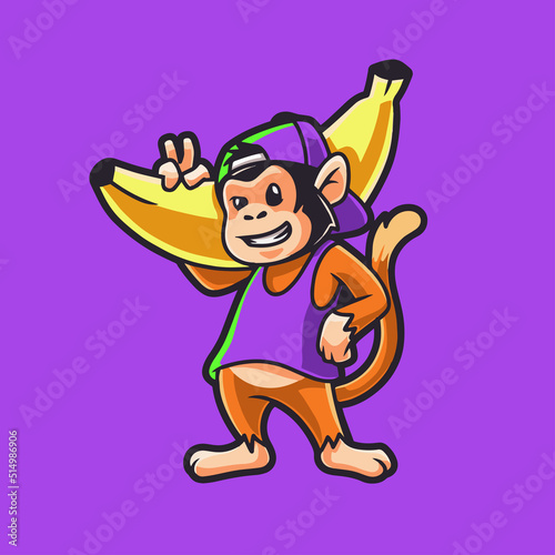 Cool Banana Monkey Cartoon Mascot