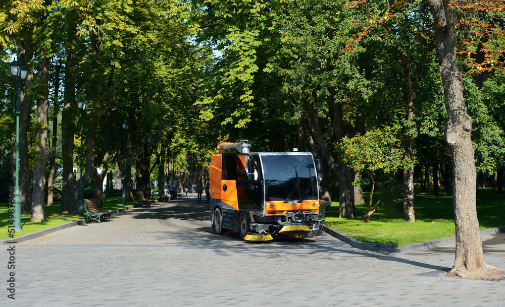 Street cleaning. A machine that cleans the streets