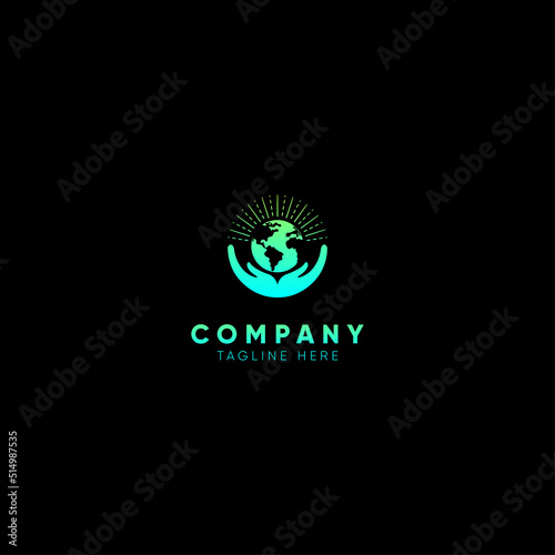 World logo design. world hand logo design vector.