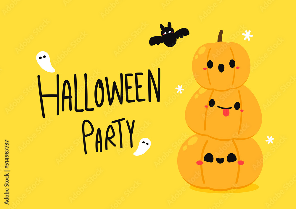 Cute spooky. Happy Halloween background with cute spooky ghosts, Cute bat and scary pumpkin. Holidays cartoon mascot. Lettering calligraphy hand written vector. Cute spooky. Happy Halloween background with cute spooky ghosts, Cute bat and scary pumpkin. Holidays cartoon mascot. Lettering calligraphy hand written vector.