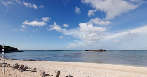 Low tide walking path connect Kueibishan and Chi Yu Island at Penghu of Taiwan photo