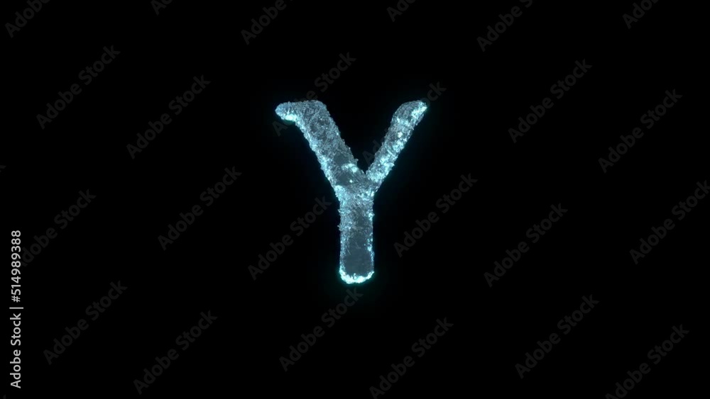 The Letter Y Of Ice Isolated On Black With Alpha Matte. The Letter Y Of Ice Isolated On Black With Alpha Matte.