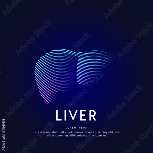 Human liver medical structure. Vector logo liver color silhouette on a dark background. EPS 10
