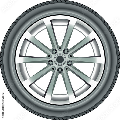 Realistic alloy wheel car tire style sport on white background vector illustration.