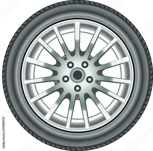 Realistic alloy wheel car tire style sport on white background vector illustration.