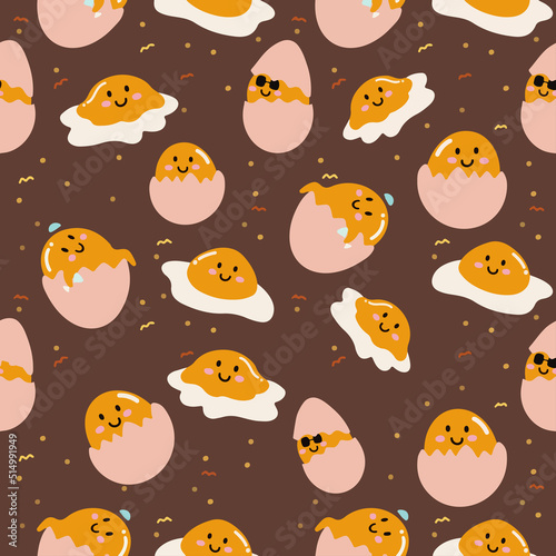 fried egg cartoon pattern vector illurtration.
