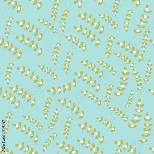 Seamless pattern with floral design and hand drawn elements