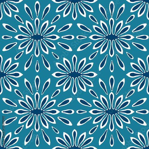 Traditional geometric blue color fabric pattern for carpet background, fabric wallpaper and shirt vector illustration
