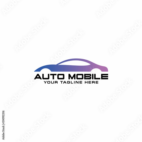 Concept automotive vehicle dealership logo design of black and silver chrome badge icon with sports car silhouette isolated on white background. Vector illustration.