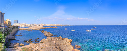Panoramic view of Gallipoli townscape in Apulia, Italy. 