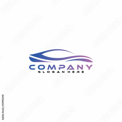 Car logo in simple line graphic design template vector